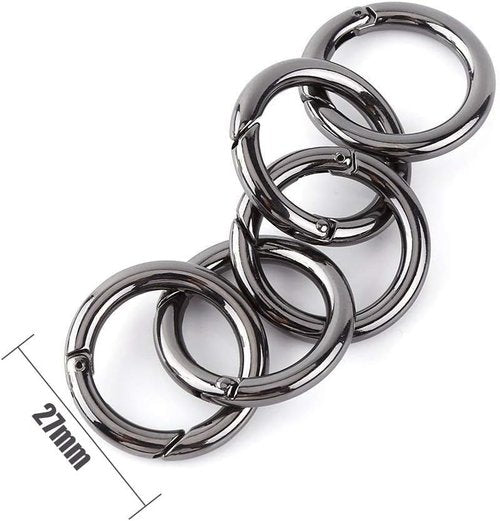 20 Pieces Carabiners Rings - Zinc Alloy Round Carabiner Loaded Gate Clips Spring Snap Hook Locking Carabiners Keychain Keyring Buckle Gun Grey