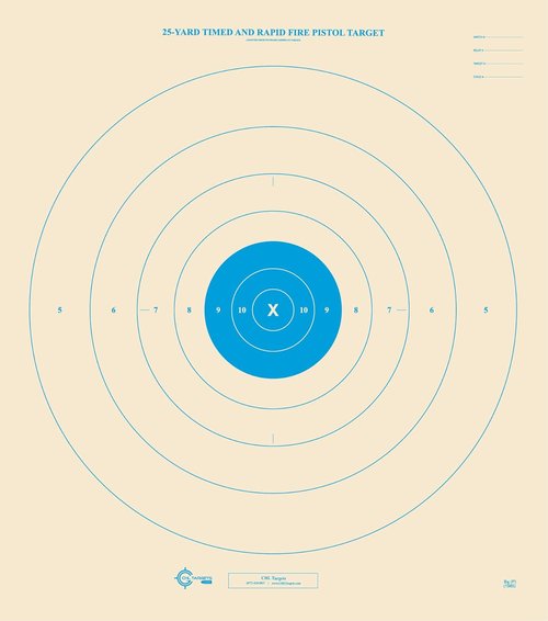 25 Yard, Timed and Rapid Fire Target, Official B-8 NRA Target, 21" x 24"