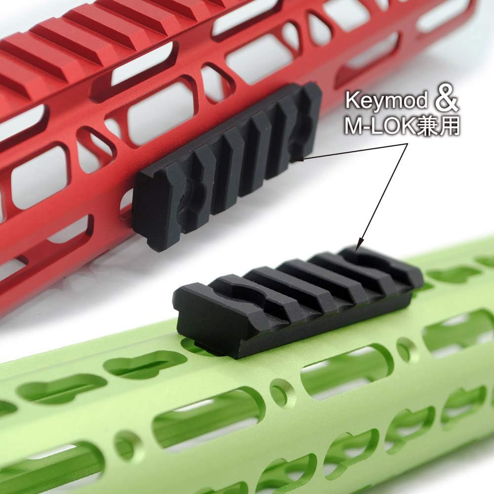 Trirock Picatinny Rail Section 2.2 Inch 5 Slot with Dual Interface for Both Keymod & MLK Rail Mount System
