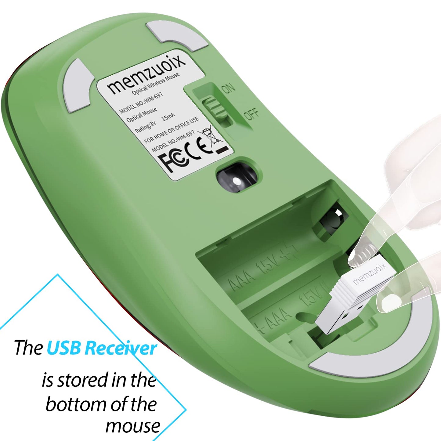 memzuoix 2.4G Wireless Mouse, 1400 DPI Mobile Optical Cordless Mouse with USB Receiver, Portable Computer Mice for Laptop, PC, Desktop, MacBook, 5 Buttons, Red