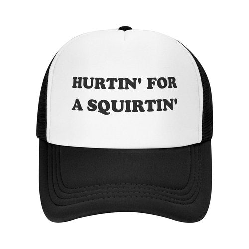 Hurtin for A Squirting Hat Funny Trucker Hats Adjustable Classic Fishing Cap for Men and Women Black