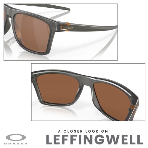 OAKLEY Leffingwell OO9100 910002 57M Matte Grey Smoke/Prizm Tungsten Rectangle Sunglasses for Men+ Bundle Accessory Leash Kit, Microfiber Pouch