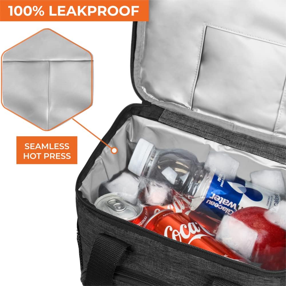 OPUX Soft Cooler Bag, Insulated Collapsible Lunch Cooler Bag for Men Work Camping Beach Travel, Portable Soft Sided Leakproof Waterproof Large Lunch Bag Box with Shoulder Strap 18 Cans, Heather Navy