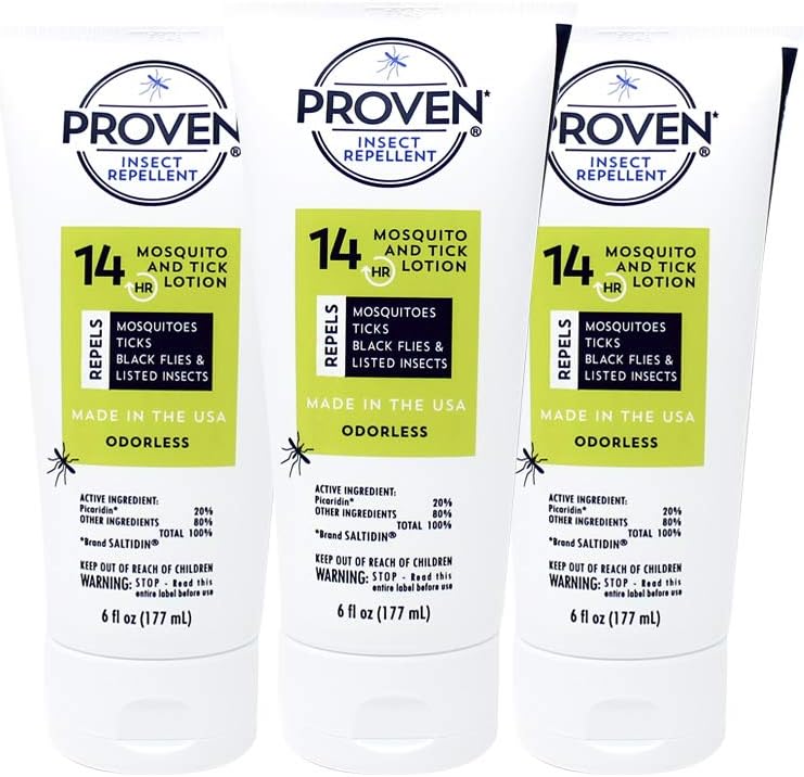 Proven Insect Repellent Lotion, Keep Mosquitoes, Ticks and Flies Off, DEET Alternative Repellent, Up to 14-Hour Protection, Great for Outdoor Camping and Hiking, 6 Ounce, Odorless Lotion