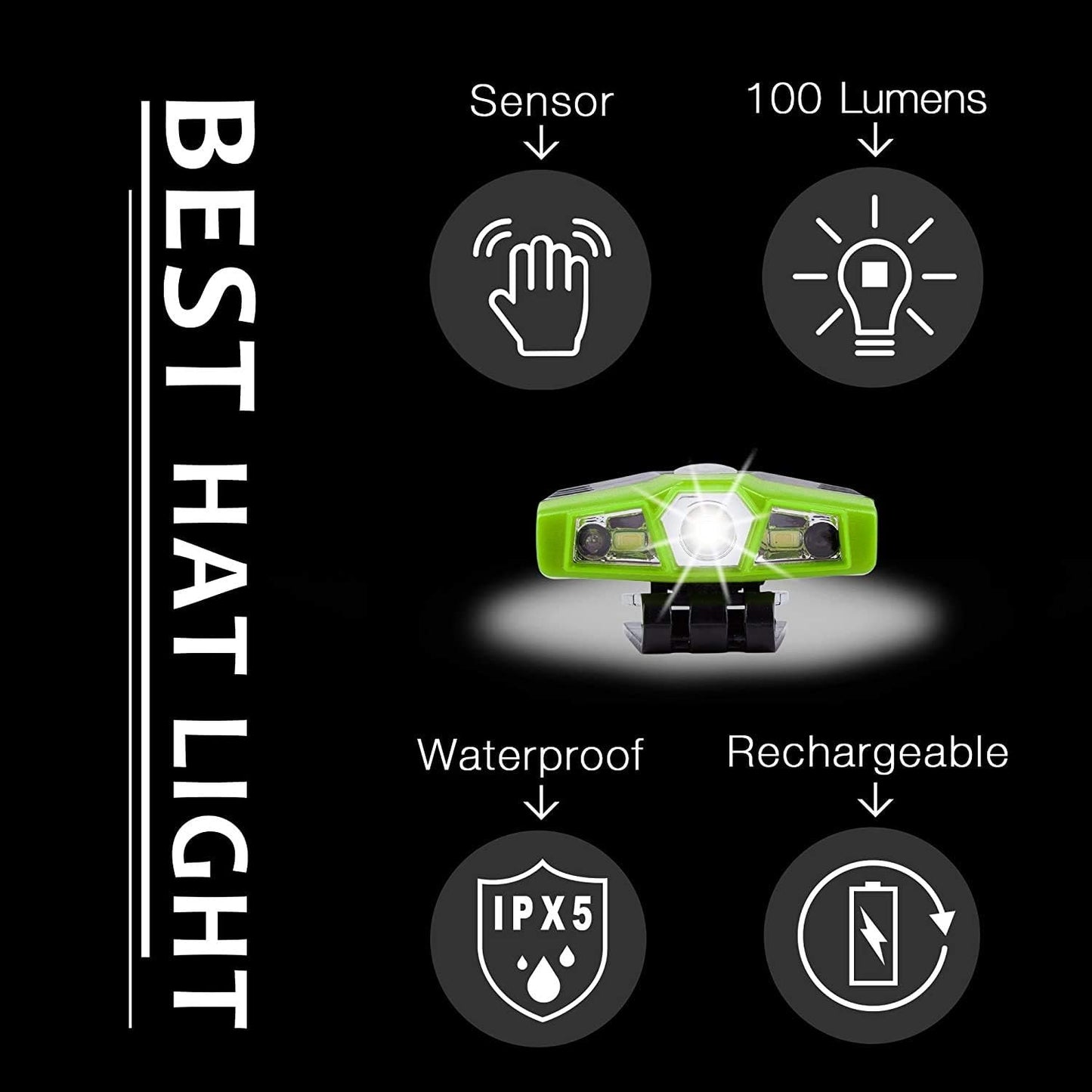 Ultra Bright Mini Hands Free LED Clip on Cap Light - Rechargeable Waterproof Hat Light Flashlight Portable Headlamp for Running Fishing Camping Hand Work Baseball Caps