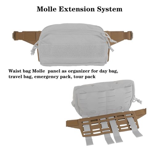 Tactical Fanny Pack Adapter Panel Waist Belt Extension Platform for Molle Pouches Magazine Pouch (TAN 6 Columns)