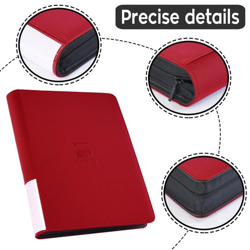 BOMIIPOR Semi Rigid Card Holder Binder, Premium Card Saver 1 Binder with Sleeves for Trading Cards & Sports Cards Storage - Holds 360 Semi Rigid Card Holders for Grading（Classic Red）
