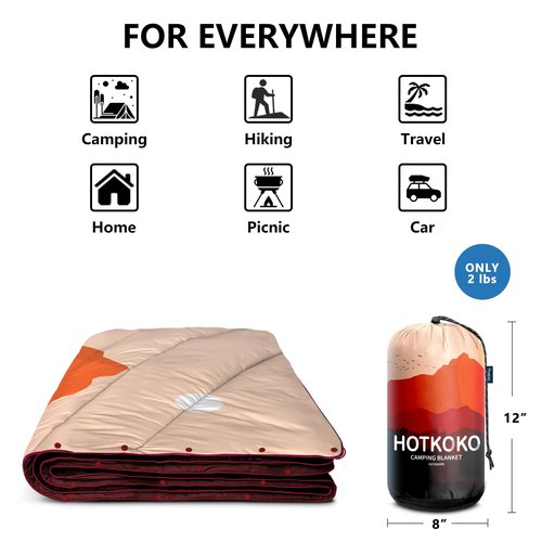 hotkoko Camping Blanket,Lightweight Puffy Blanket Camp Blanket for Outdoor,Traveling, Stadium, Hiking, Picnics