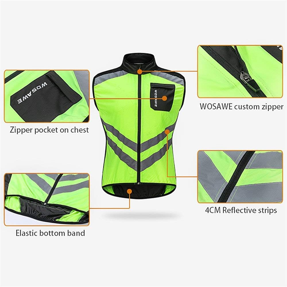 WOSAWE Men's High Visibility Cycling Wind Jacket Water Resistance Reflective Windbreaker