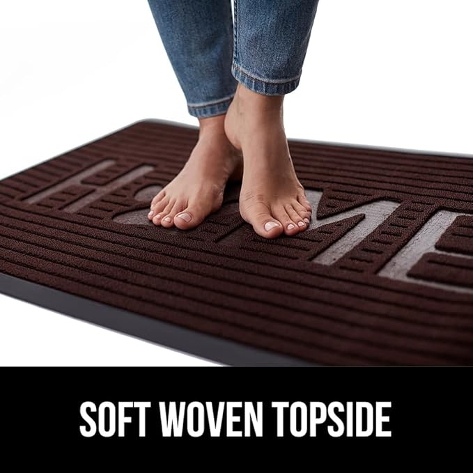 GORILLA GRIP 100% Waterproof All-Season WeatherMax Doormat, 47x35, Durable Natural Rubber, Stain and Fade Resistant, Low Profile, Indoor Outdoor Door Mats, Easy Clean Entrance Mat, Espresso Home Paw