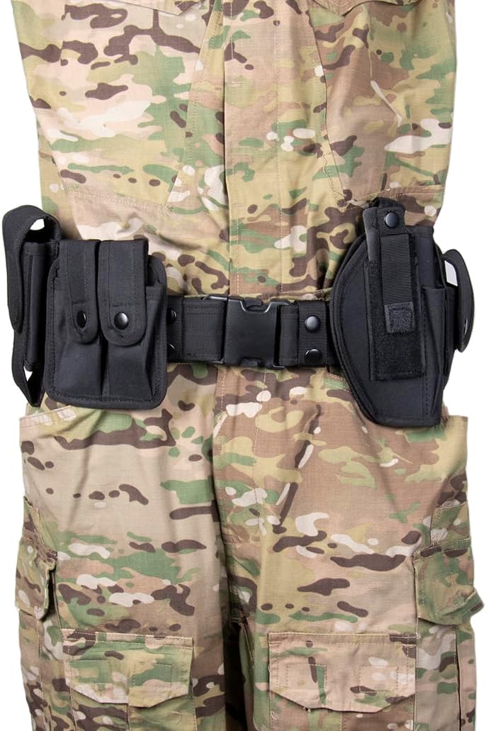 Tactical Waist Belt with 10pcs Bags Holster Set Law Enforcement Modular Equipment System Security Military Duty Utility Belt Camping Hunting, Sports and Outdoor