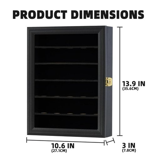 Golf Ball Display Case for 30 Golf Balls, Display Cabinet Great Golfer Memorabilia Gift for Golf Enthusiasts, Wall Mount with Lockable Door Black
