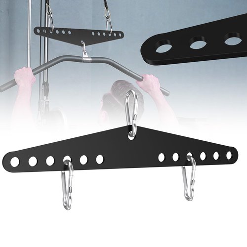 YUEYIN LAT Pull-Down Attachments, 6-Level Hole Adjustable, Cable Attachments for Gym, Compatible with Double or Single Exercise Handles, with 3 Strong Hooks, Black
