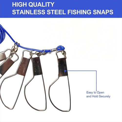 QUANFULTEC Fish Stringer,Live Fish Lock，Comes with 5 Stainless Steel Rotating Snap Locks Fishing Stringer
