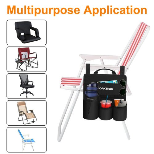 Yorkenbe 2 Packs Beach Chair with Cup Holder, Side Organizer, Hard Back Support, Adjustable Straps, Attaches to Camping/Patio Chair