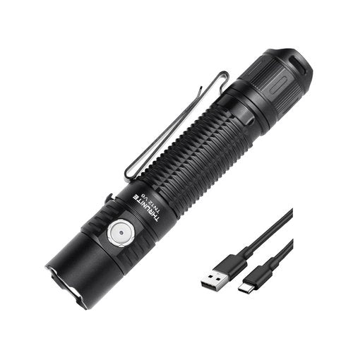 ThruNite TN12 V6 Tactical LED Flashlight, High 1950 Lumens Dual Switch, USB-C Rechargeable Flashlight Compact for EDC, Law Enforcement, and Outdoor Use (Cool White)