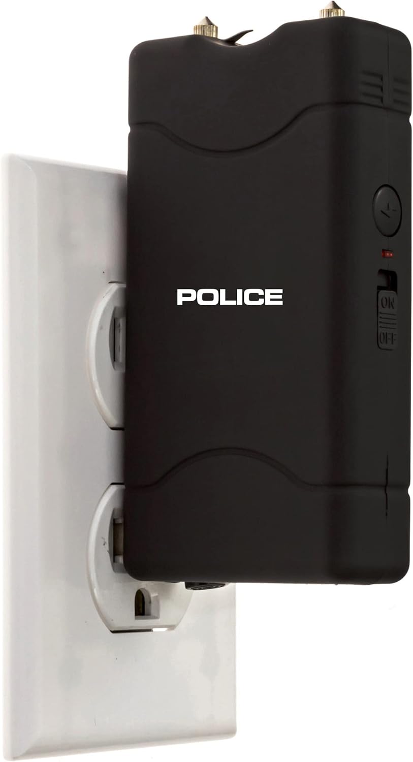 POLICE Stun Gun for Self Defense 800 – High Voltage Mini Rechargeable with LED Flashlight, Compact & Heavy Duty – Personal Security for Women & Men – Black
