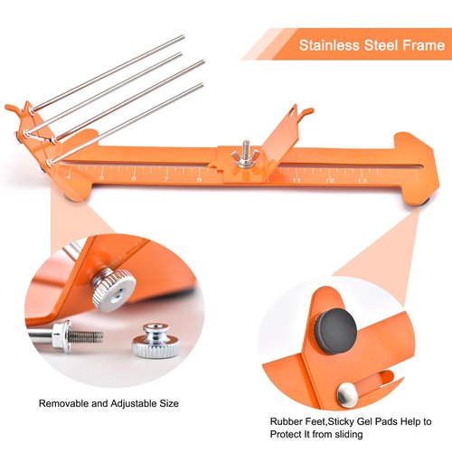 MONOBIN 2 in 1 Paracord Metal Jig, Adjustable Length Paracord Maker- Weaving DIY Craft Paracord Tool 4" to 13" with Buckles and Non-Slip Mat (Orange, 13.2in)