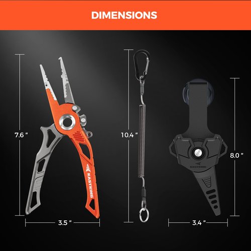 KastKing AlumaStream 7.5" Aluminum Fishing Pliers, Hook Remover, Split Ring Pliers, Fishing Gear, Fishing Gifts for Men, Corrosion-Resistant Saltwater & Freshwater Pliers, 17-4 Stainless Steel Jaws