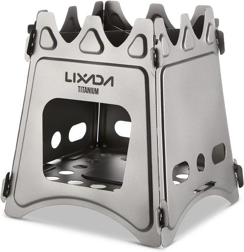 Lixada Titanium Wood Stove Ultralight Backpacking Stove Portable Folding Camping Stove Compact Durable Wood Burning Stove for Outdoor Cooking Hiking Camping Picnic BBQ and Bushcraft Survival