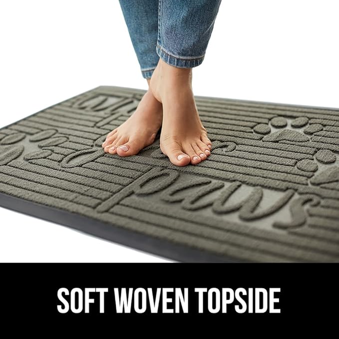 GORILLA GRIP 100% Waterproof All-Season WeatherMax Doormat, 47x35, Durable Natural Rubber, Stain and Fade Resistant, Low Profile, Indoor Outdoor Door Mats, Easy Clean Patio Entrance Mat, Stone Paws