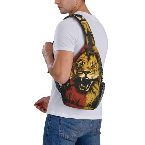 PVTIONXIE Rastafarian Lions Sling Backpack for Women Men, Chest Bag Daypack Crossbody for Travel Sport Running Hiking