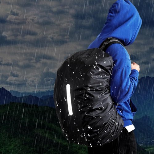 LHatrance 2Pcs Waterproof Rain Cover for Backpack, Reflective Rainproof Protector for Anti-dust and Anti-Theft for Outdoor, Cycling, Camping, Hiking, Black (Large (40-50L))