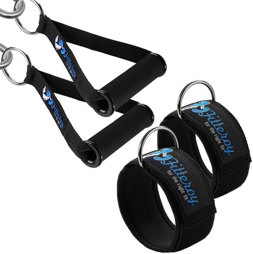 Cable Machine Attachments Handles and Ankle Strap Set - Gym and Home Gym Accessories