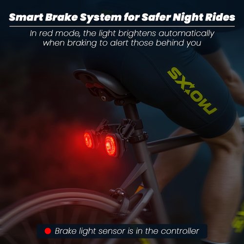 Luvan Smart Bike Light with Remote Controller - Sync Front & Rear LED Light Set, 5 Night & Daytime Mode | Turn Signals | Brake Lights, Rechargeable Bicycle Light for Night Riding, Dog, Running,Scooter