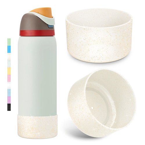 2PCS Glitter Silicone Boot for Owala Water Bottle 32 oz, Anti-Slip Protective Sleeve for Owala Twist,FreeSip and Flip Stainless Steel Water Bottle, BPA-Free, Dishwasher Safe, Accessories