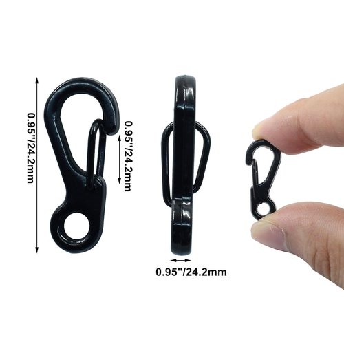 Coufce 12 Pcs Mini Carabiner Clip Black, Metal Tiny Carabiner Paracord Hanging Clips for Backpacks, Camera Straps, Flashlights, Key Chains, Essential Outdoor Camping Accessories