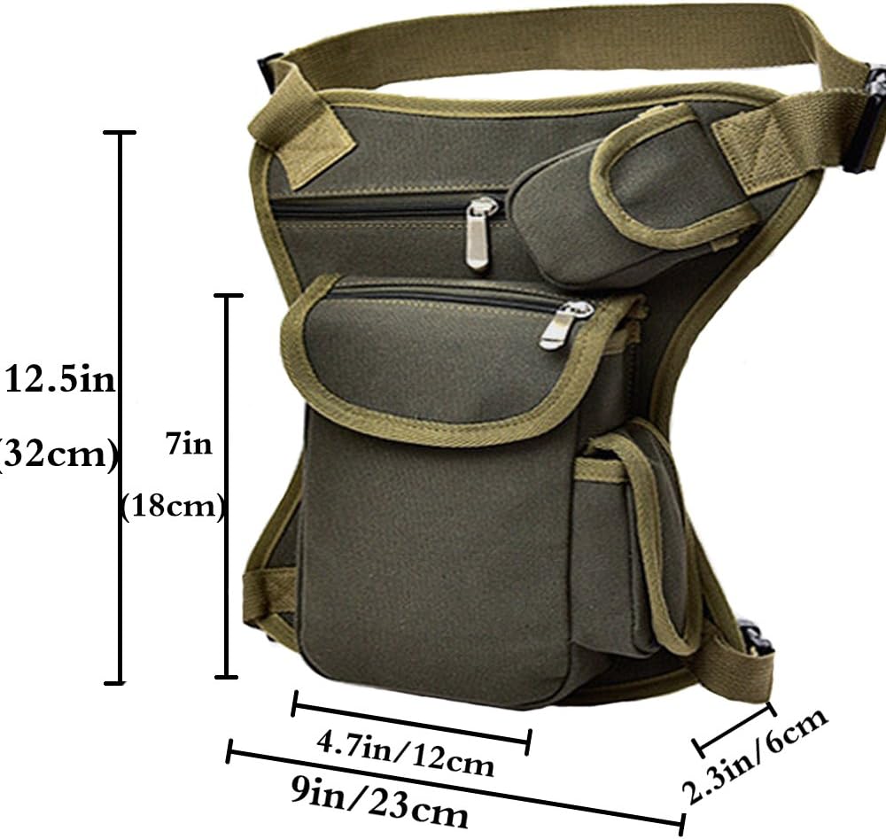Small Multi-Purpose Drop Waist Leg Bag Canvas Utility Tactical Hip Molle Pack Sport Camping Hiking Motorcycle Racing Thigh Pouch Army Green