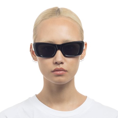 Le Specs Dopamine Sunglasses - Black, Rectangle, Unisex, Classic Retro Style