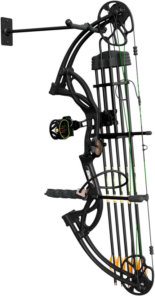 Hold Up Displays Bow Hanger, Compound Bow Wall Mount, Safely Stores and Vertically Displays Two Bows, Made in USA