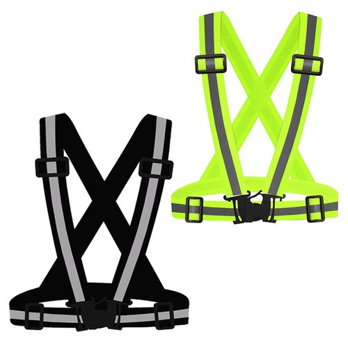 UMIKOOL DIRECT Reflective Vest Running Gear, High Visibility Adjustable Safety VES for Night Cycling, Hiking, Jogging, Dog Walking (Black Green)