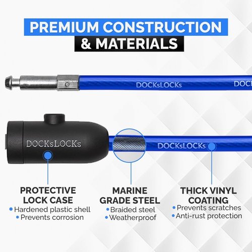 DocksLocks Coiled Security Cable with Key Lock (5’, 10’, 15’, 20’ or 25’ Lengths), Weatherproof Multi-Purpose Anti-Theft Protection for Kayaks, Bikes, Paddleboards, Scooters, Equipment and More 10ft