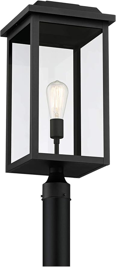 John Timberland Eastcrest Modern Outdoor Post Light Fixture Textured Black Metal 22 1/2" Clear Glass for Exterior House Porch Patio Outside Deck Garage Yard Garden Driveway Home Lawn Walkway