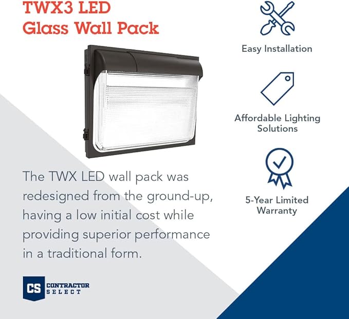 Lithonia Lighting 18" LED Wall Pack Outdoor Light Fixture, Building Wall Light, Adjustable Lumens, 4000K Cool White, MVOLT 120-277V, IP65, Glass Lens, Bronze (TWX3 LED ALO 40K MVOLT DDBTXD)