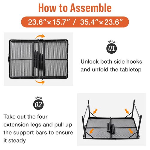 Japard Folding Grill Table, 2 x 1.3 FT Lightweight Height Adjustable Aluminum Table with Mesh Desktop and Mesh Bag for Outdoor Camping Picnic BBQ (Silver, small (23" x 15"))