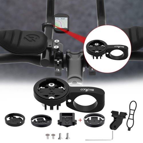 BIKOOCO Bike GPS Computer Mount- Short Version Bike Computer Mount for Aero Bars, Black Aluminium Bike Mount for Garmin,for Combo & for GoPro Action Camera