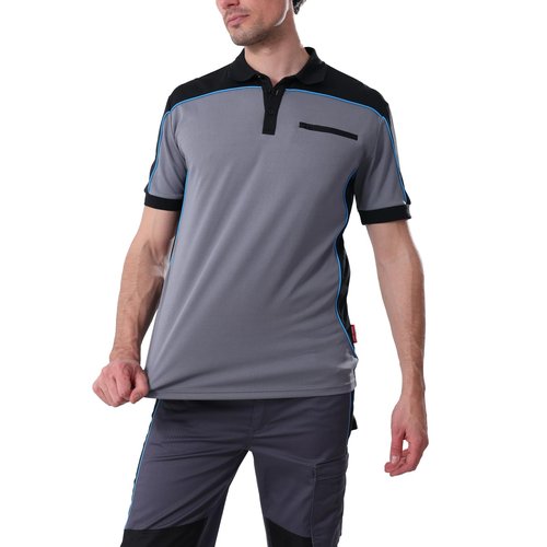 WORK IDEA Men's Polo Shirt Short Sleeve Breathable Work Shirts Golf Polo Tennis T-Shirt Tops,Grey,L