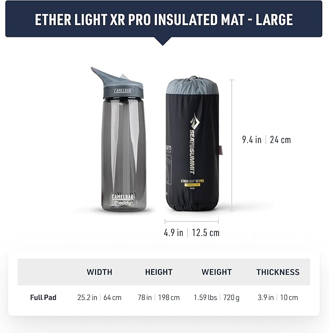 Sea to Summit Ether Light XR Pro Insulated Sleeping Pad, Tapered - Large (78 x 25 x 4 inches)