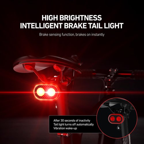 CYCLAMI Bike Lights Front and Rear, Smart Headlight and Tail Light, 11+20 Modes Brake Sensing Bicycle Back Lights USB Rechargeable Bike Lights Set, Waterproof IP6, Cycling Safety Accessories