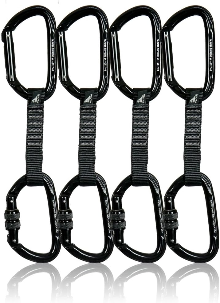 Quickdraw Set with Straight Gate and Screw Gate Carabiners, 4-Pack