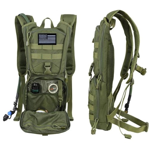 GETORIUM Tactical Hydration Backpack with 3L TPU Water Military Backpack Men Women for Extended Outdoor Adventures Hiking, Cycling, Running Climbing, Hunting, Biking (ACU Grey, 3L)