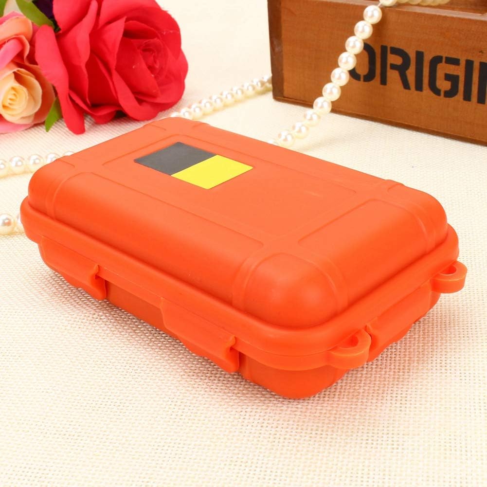 Outdoor Survival Storage Box, Shockproof Box Plastic Tool Box Enclosure Airtight Survival Case Container Storage Travel Sealed Containers Carry Box For Camping Fishing (S, Orange)