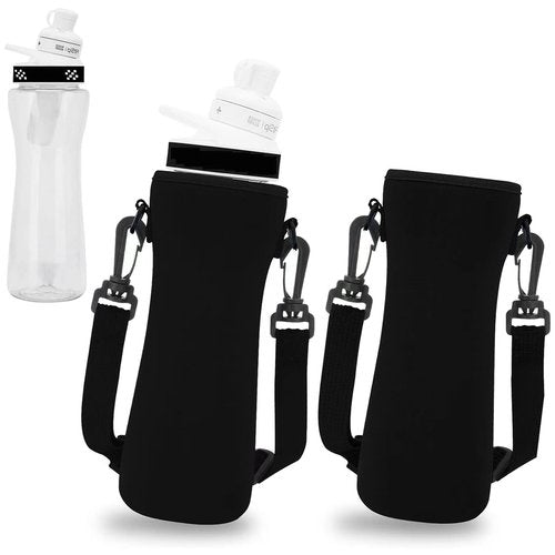 RYXCGXJ 2 Pack Sleeves for 22oz Cirkul Water Bottles with Strap，Neoprene Sweat Absorbing Material，Fitted Design（Black） (Black)