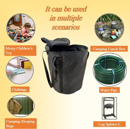 Portable Bag Waterproof (L),for Camping Portable Cutlery Bag, RV Storage, Water Pipe, Accessory, Travel Carrying,Double-Layer Oxford,Black