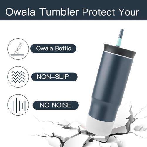 UWSTE 2Pcs Silicone Boot Compatible with Owala 24oz Tumbler, Anti-Slip Sleeve Boot Cover Bottom Protector Accessories for Owala 24 oz Insulated Travel Tumbler, rotects Against Damage (White)