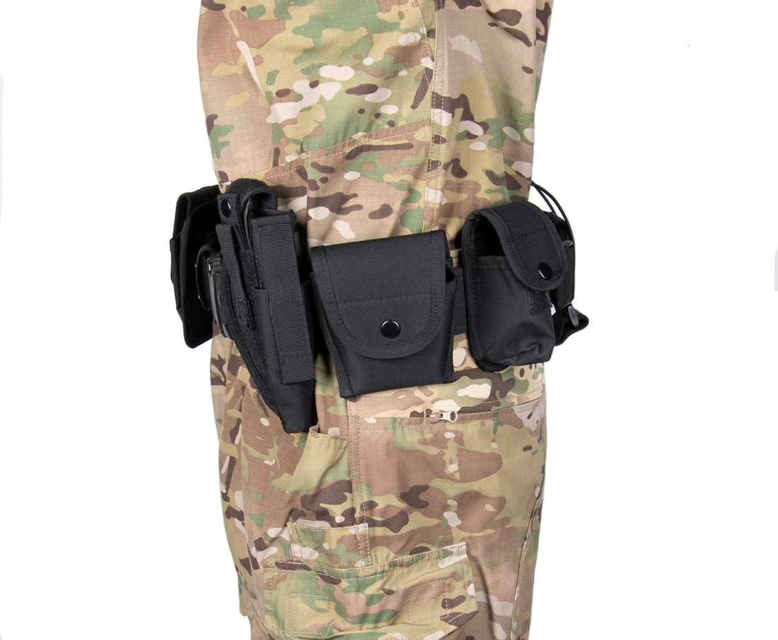 Tactical Waist Belt with 10pcs Bags Holster Set Law Enforcement Modular Equipment System Security Military Duty Utility Belt Camping Hunting, Sports and Outdoor